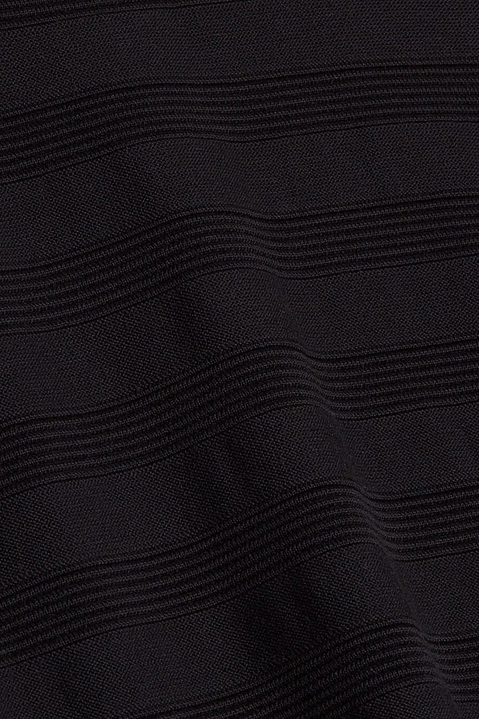Sweter w paski z prążkowanej dzianiny, bawełna ekologiczna, BLACK, detail image number 4