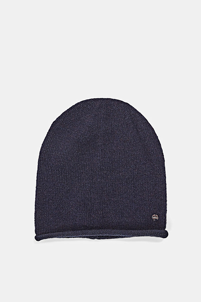 Wool blend: Beanie with a rolled hem