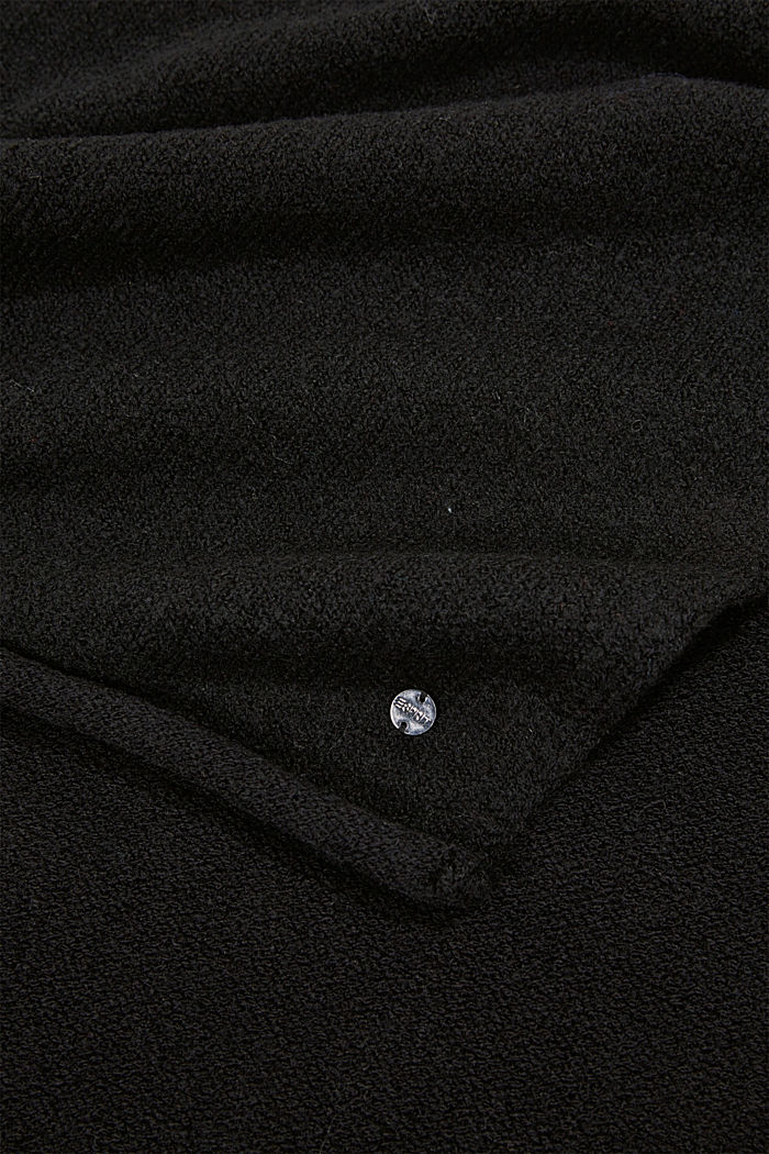 Met wol: sjaal met rolrandje, BLACK, detail image number 2