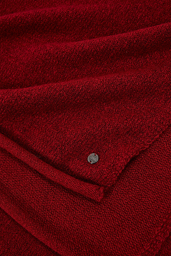 Sisältää villaa: rullareunuksellinen huivi, DARK RED, detail image number 2