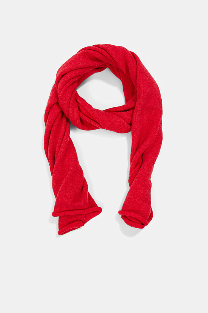 Met wol: sjaal met rolrandje, RED, detail image number 0