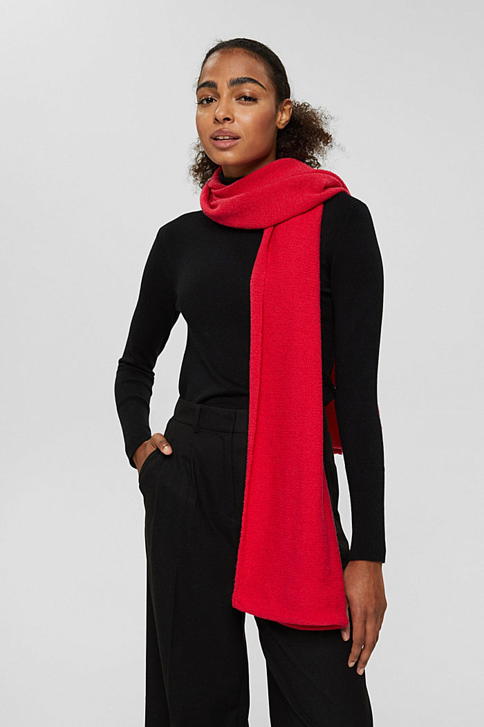 Met wol: sjaal met rolrandje, RED, detail image number 1