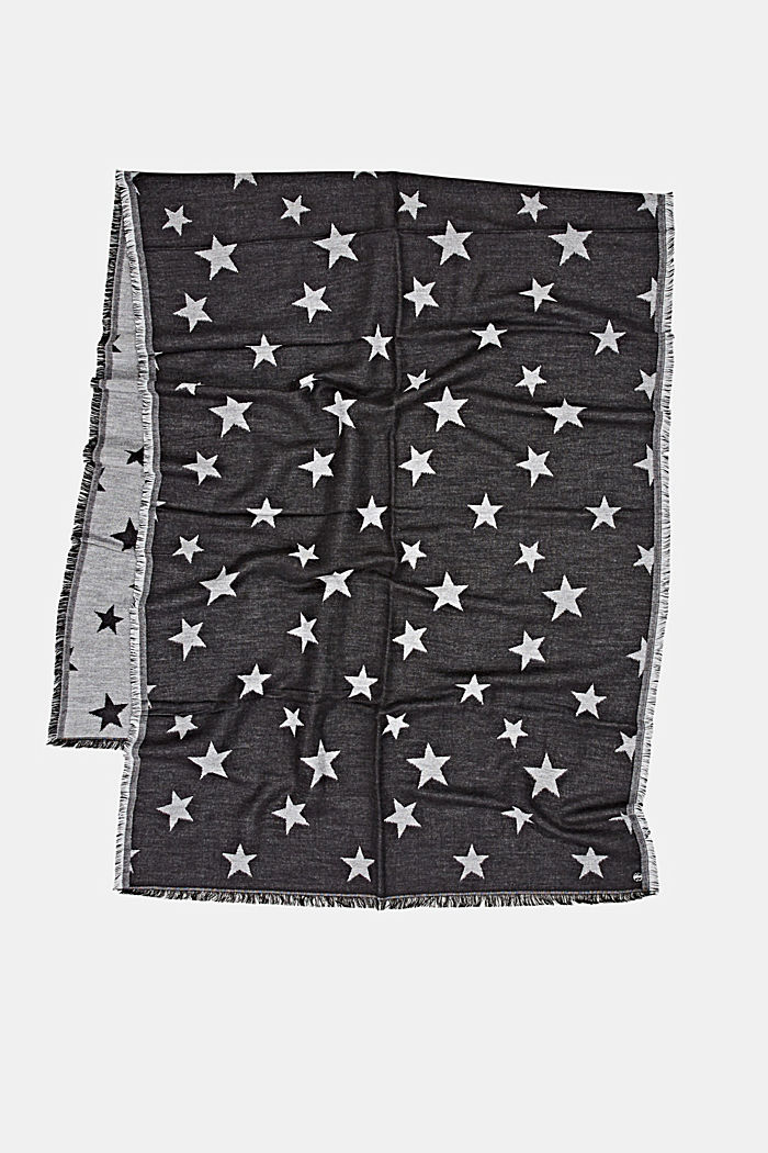 Sjaal met sterrenmotief, LENZING™ ECOVERO™, BLACK, detail image number 3