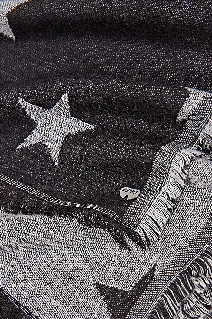 Sjaal met sterrenmotief, LENZING™ ECOVERO™, BLACK, detail image number 2