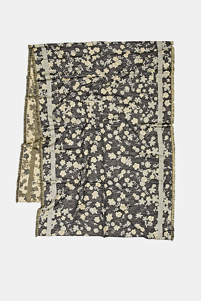 Sjaal met bloemenmotief, BLACK, detail image number 3