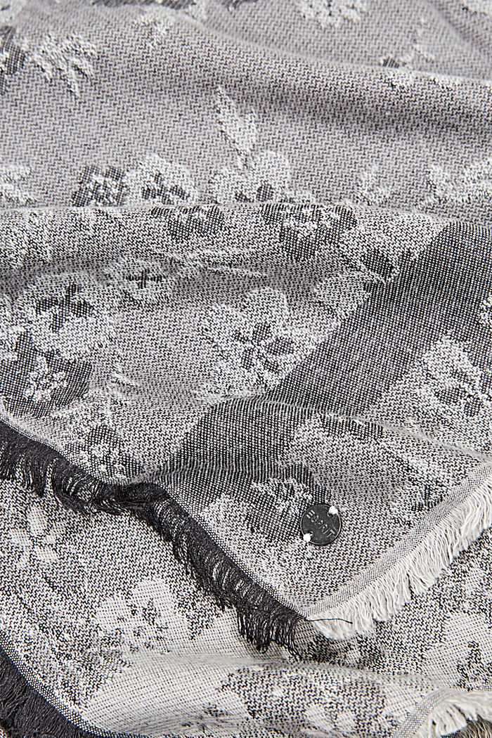 Sjaal met bloemenmotief, MEDIUM GREY, detail image number 2