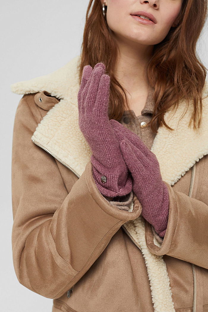 Con lana: guantes con bordes enrollados
