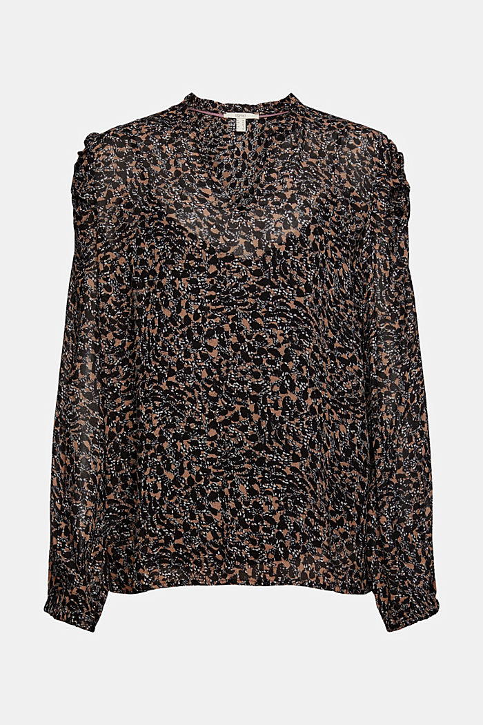 Chiffon blouse met motief, BLACK, detail image number 7