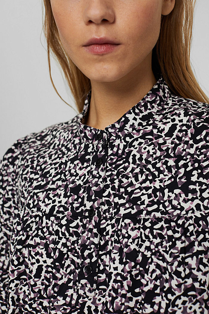 Overhemdblouse met print, 100% katoen, BLACK, detail image number 2