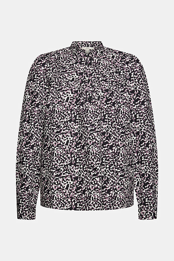 Hemdbluse mit Print, 100% Baumwolle, BLACK, detail image number 6