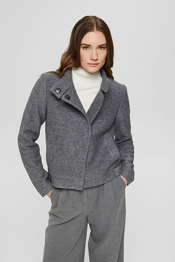 En laine mélangée : la veste en maille bouclette à col droit