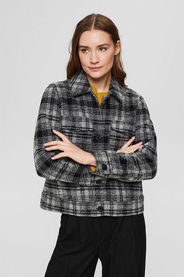 À teneur en laine : la veste à carreaux, BLACK, detail image number 0