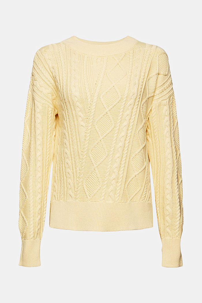 Pullover aus Musterstrick, Organic Cotton, PASTEL YELLOW, overview