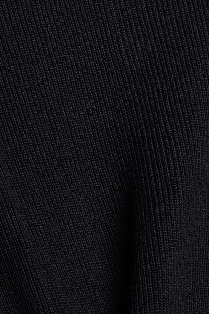 Cardigan en maille côtelée de coton biologique mélangé, BLACK, detail image number 4