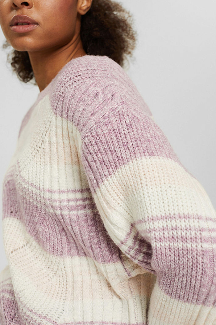 À teneur en laine : le pull-over en maille à motif, MAUVE, detail image number 2