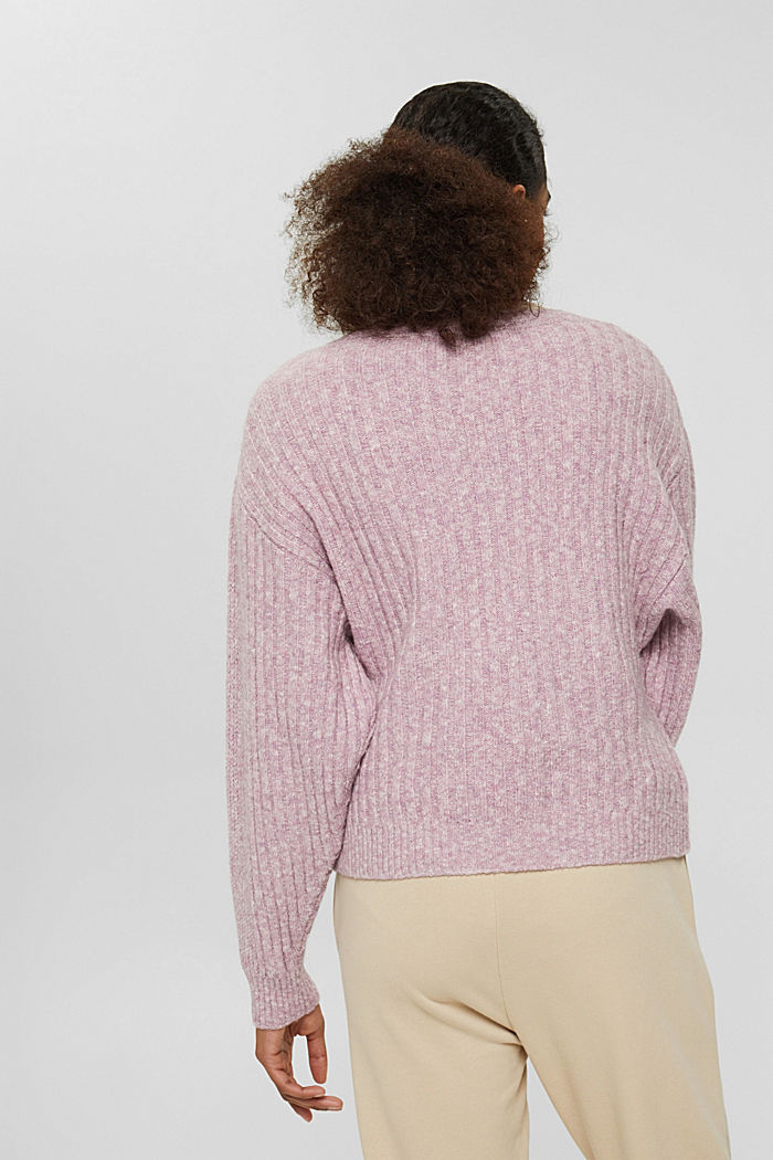 Mit Wolle: Pullover aus Musterstrick, NEW MAUVE, detail image number 3