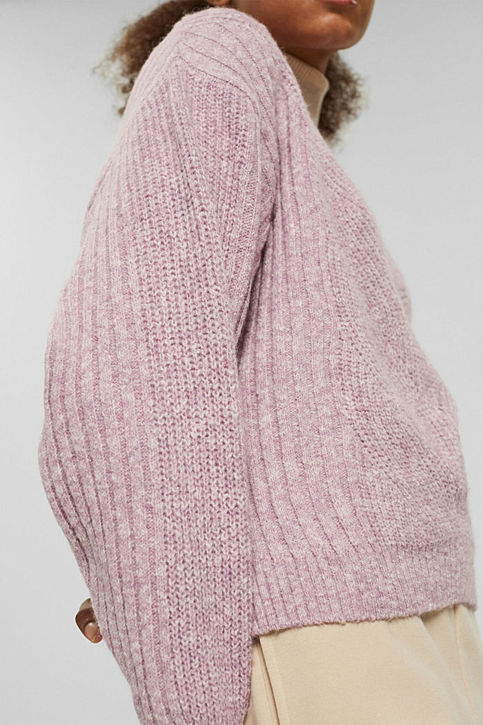 À teneur en laine : le pull-over en maille à motif, NEW MAUVE, detail image number 2