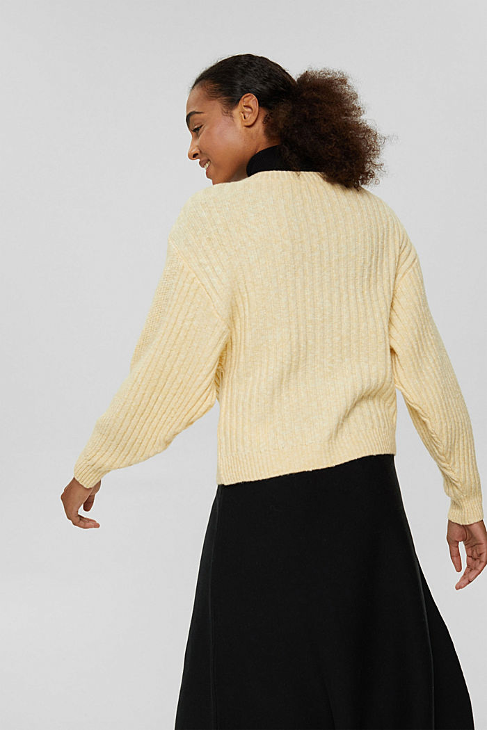 Mit Wolle: Pullover aus Musterstrick, PASTEL YELLOW, detail image number 3