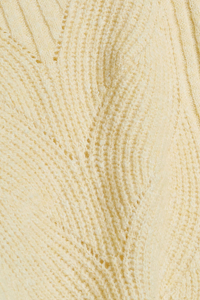 Met wol: trui met verschillende breipatronen, PASTEL YELLOW, detail image number 4