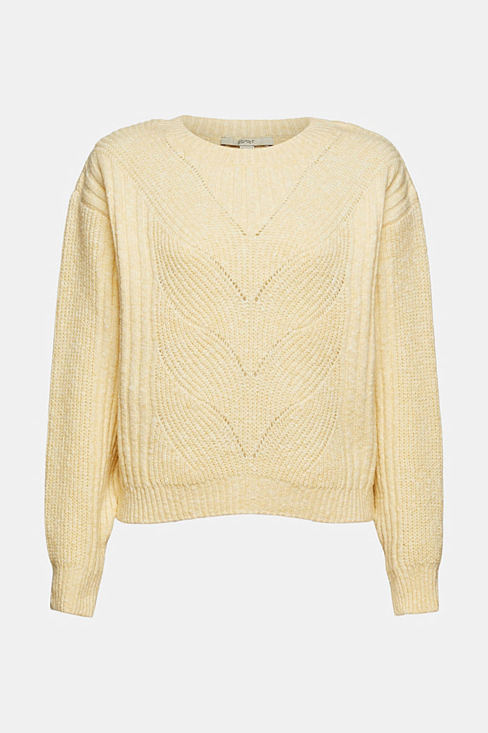 Mit Wolle: Pullover aus Musterstrick, PASTEL YELLOW, detail image number 6