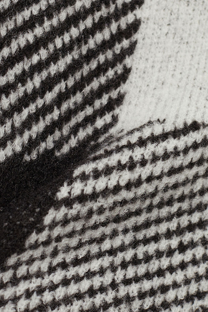 Met wol: lang vest met ruitmotief, BLACK, detail image number 4