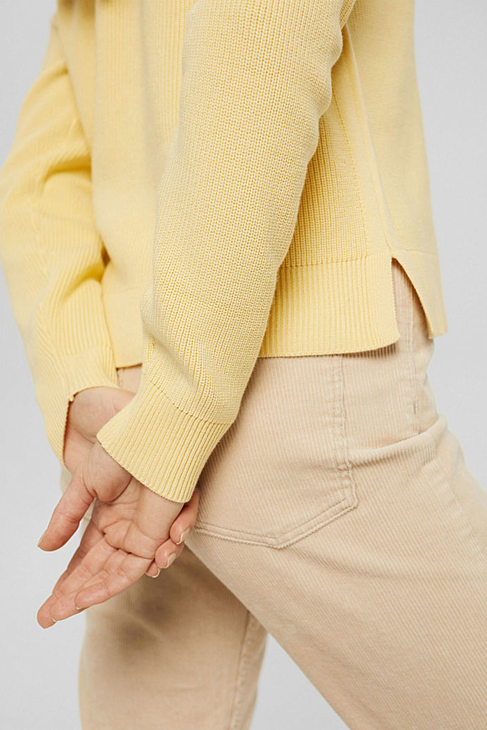 Pull-over en maille, 100 % coton, PASTEL YELLOW, detail image number 5