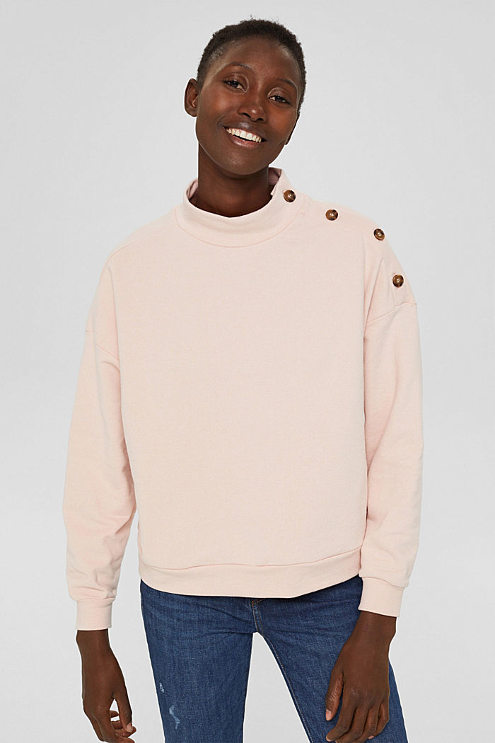 Sweatshirt met knoopsluiting, katoenmix, PASTEL PINK, detail image number 0