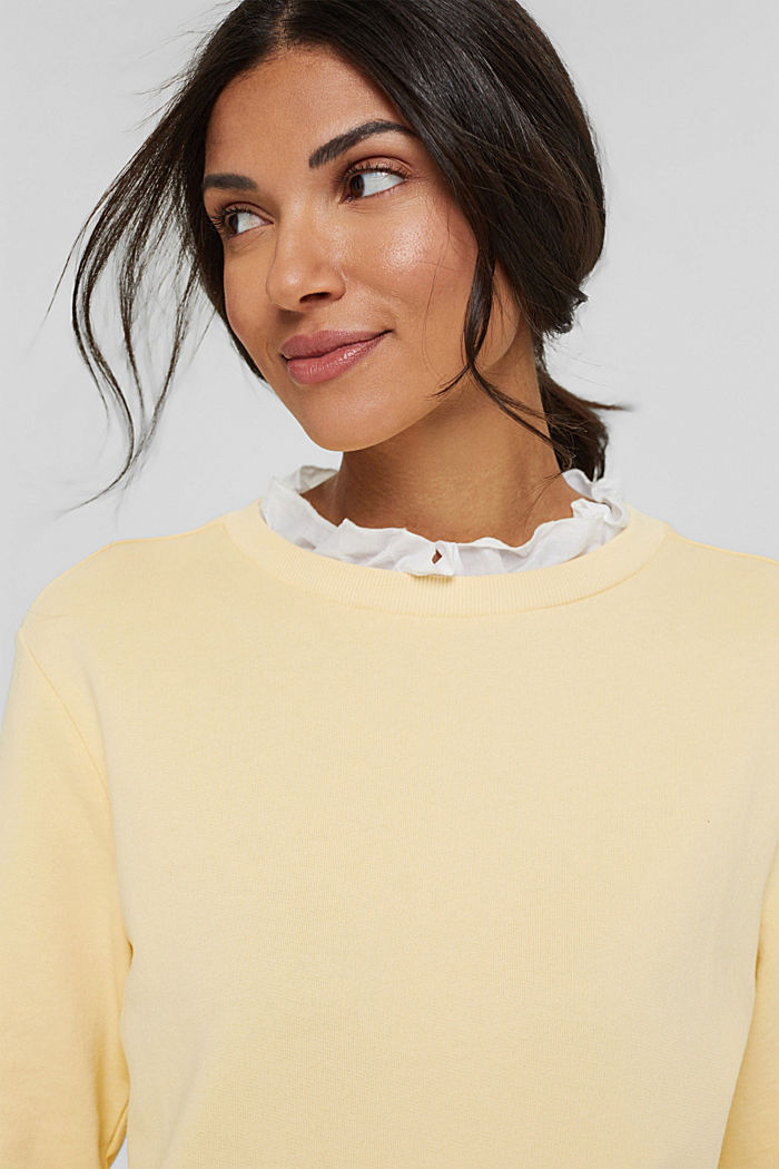 Bluza w warstwowym stylu, bawełna organiczna, PASTEL YELLOW, overview