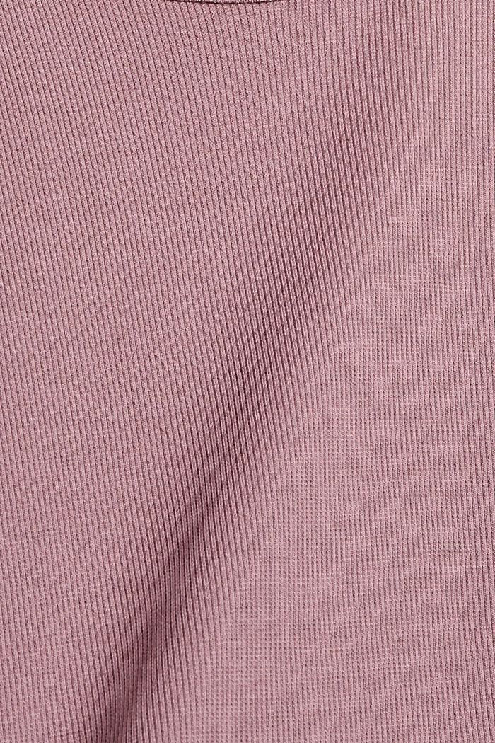 T-shirt rayé à manches longues en coton biologique mélangé, MAUVE, detail image number 4