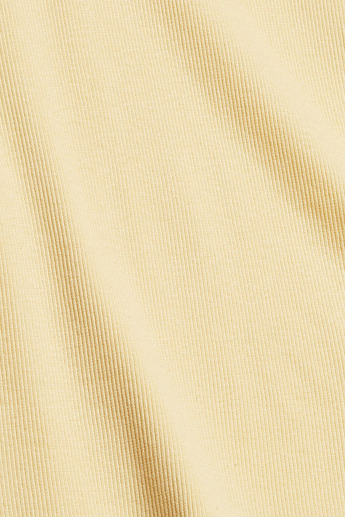 Bluzka z długim rękawem w prążki z mieszanki z bawełną ekologiczną, PASTEL YELLOW, detail image number 4