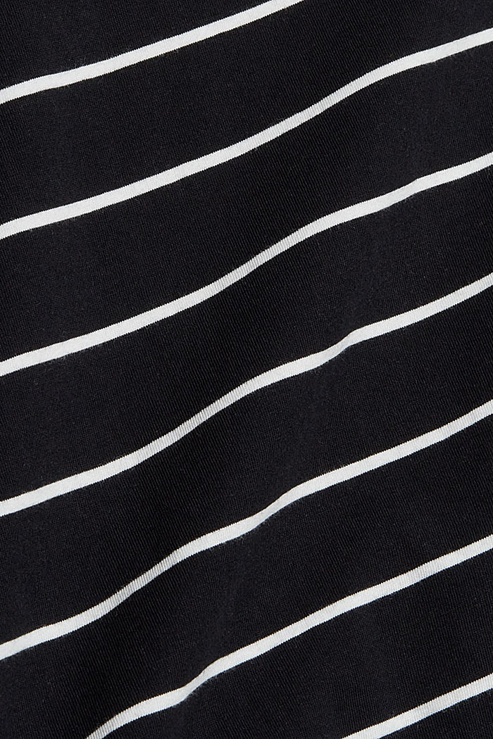 T-shirt rayé à manches longues en coton, BLACK, detail image number 4
