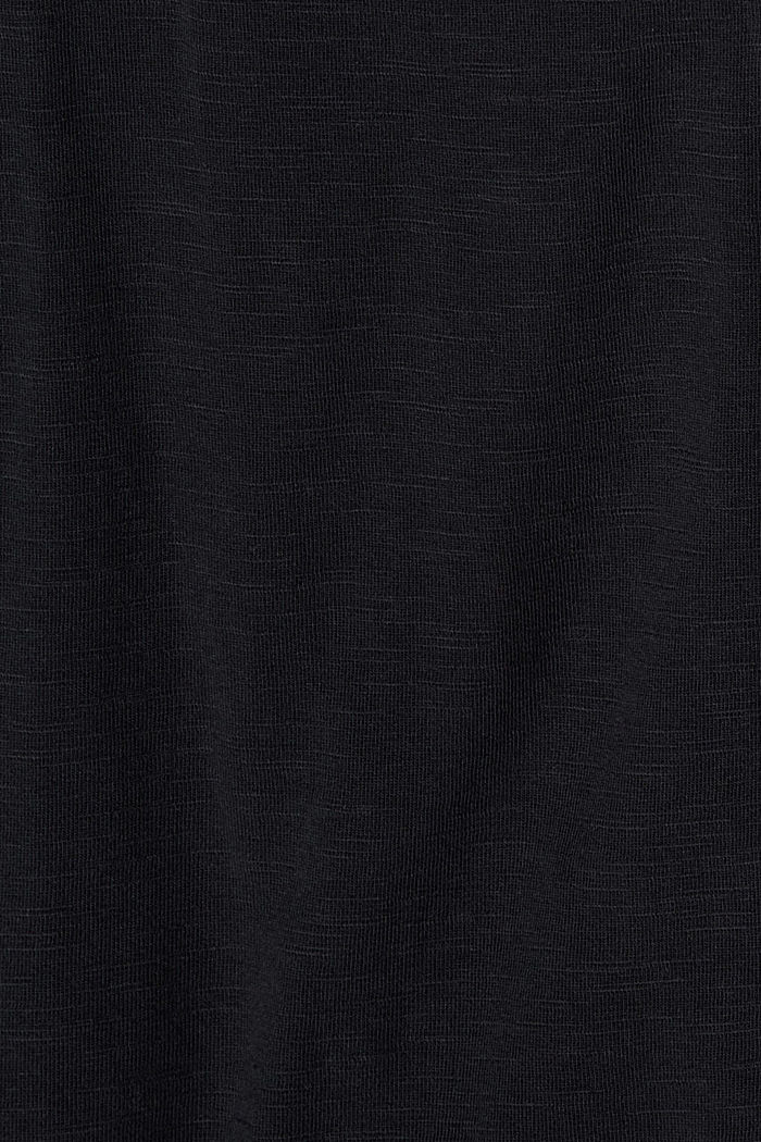 T-shirt à manches longues et lavallière, coton biologique mélangé, BLACK, detail image number 4