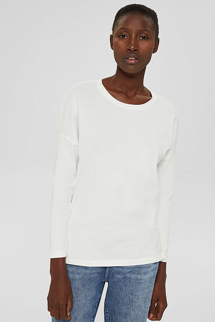 T-shirt à manches longues, 100 % coton, OFF WHITE, detail image number 0