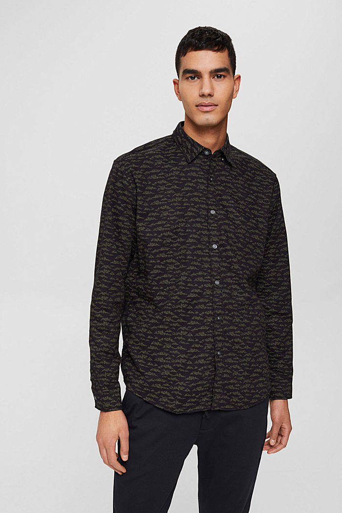 Katoenen overhemd met print, BLACK, detail image number 0