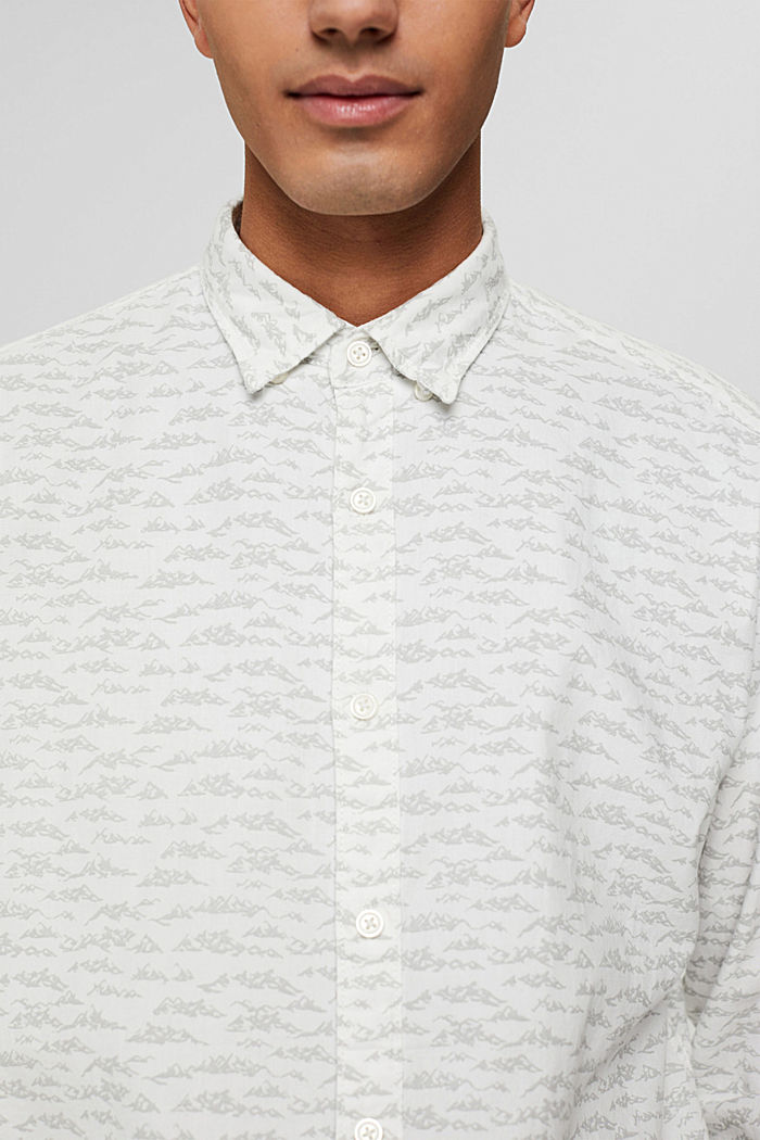 Katoenen overhemd met print, OFF WHITE, detail image number 2