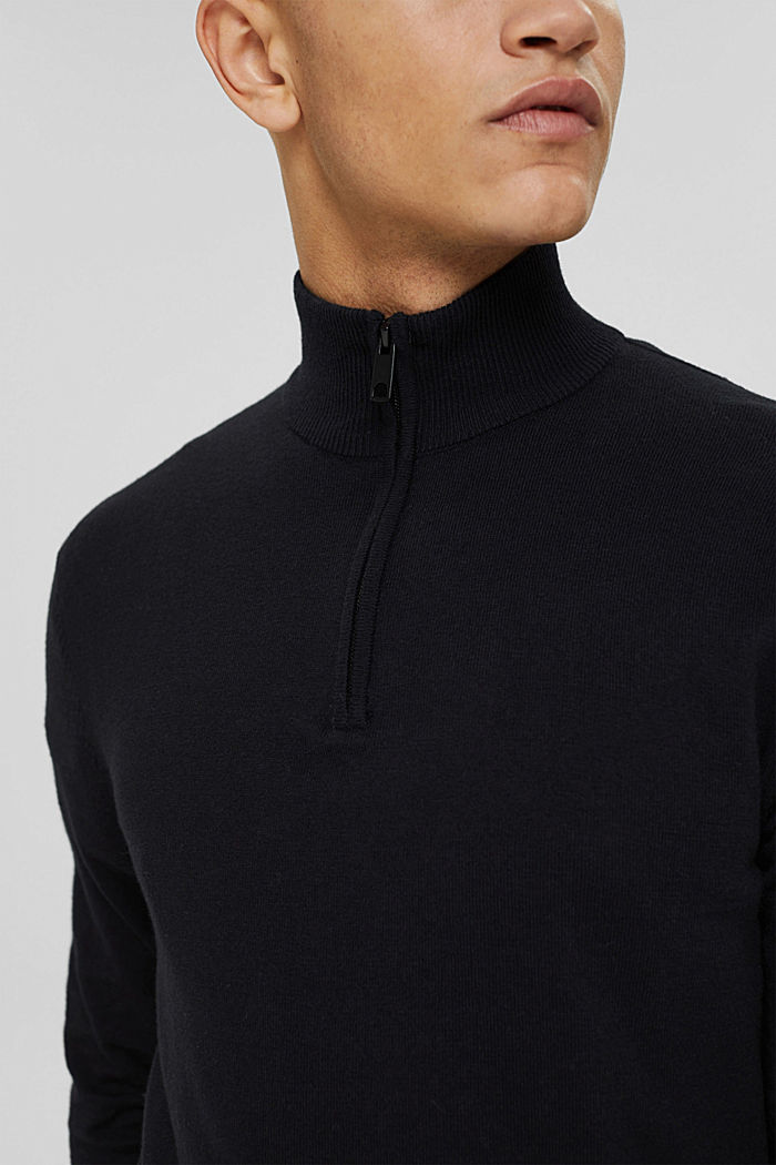 Reciclado: jersey con cremallera en el cuello y lana en su composición, BLACK, detail image number 2