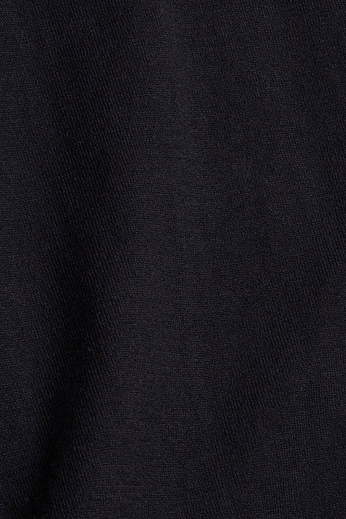 Kierrätettyä: vetoketju- ja nappikauluspusero, jossa villaa, BLACK, detail image number 4