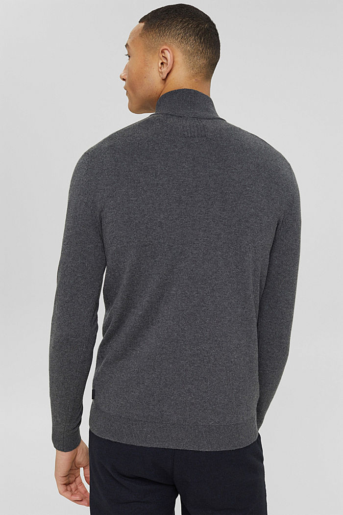 Reciclado: jersey con cremallera en el cuello y lana en su composición, DARK GREY, detail image number 3
