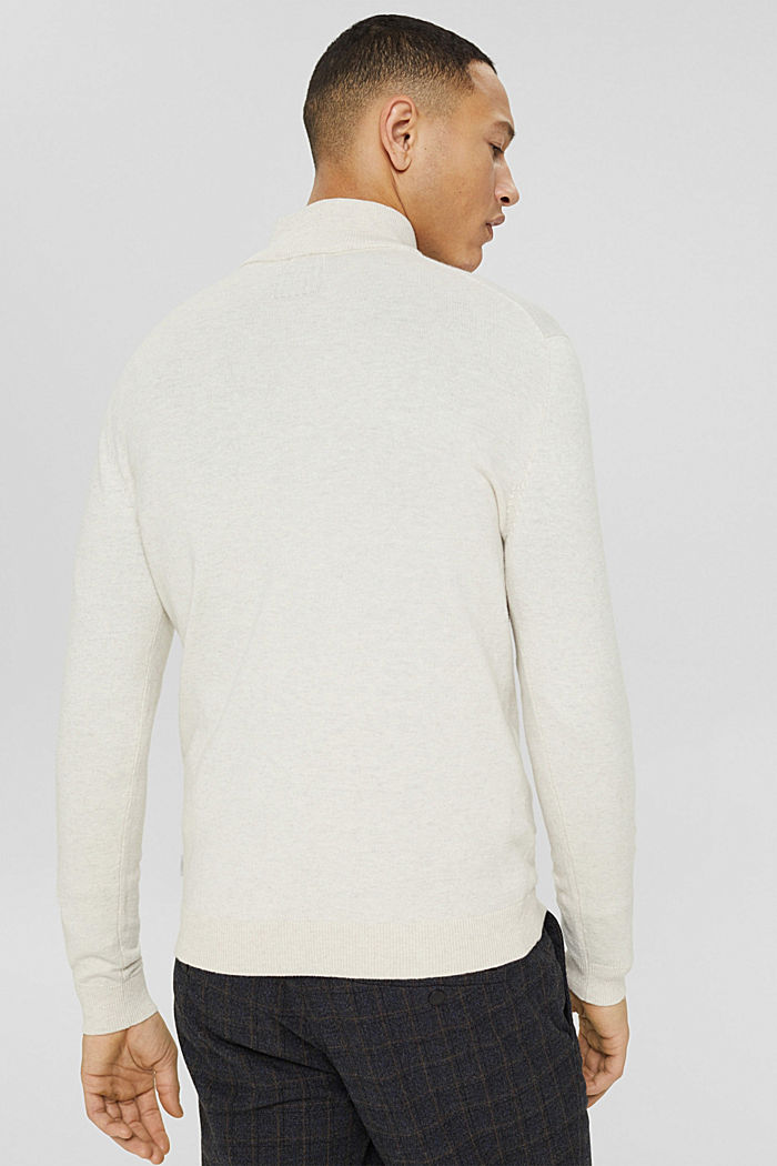 Reciclado: jersey con cremallera en el cuello y lana en su composición, OFF WHITE, detail image number 3