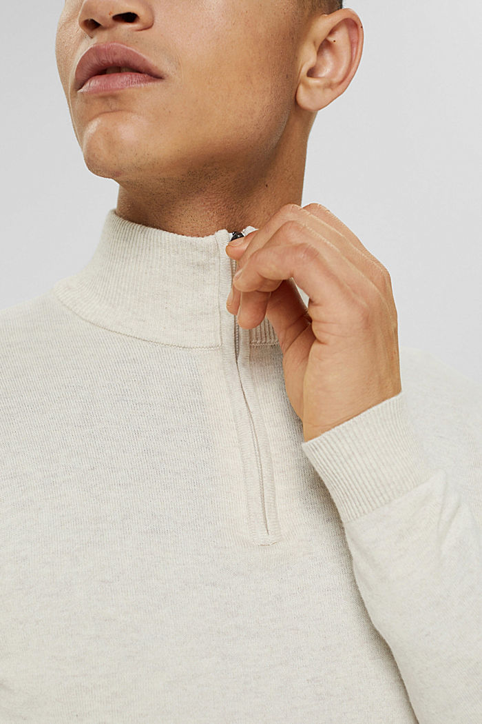 Reciclado: jersey con cremallera en el cuello y lana en su composición, OFF WHITE, detail image number 2
