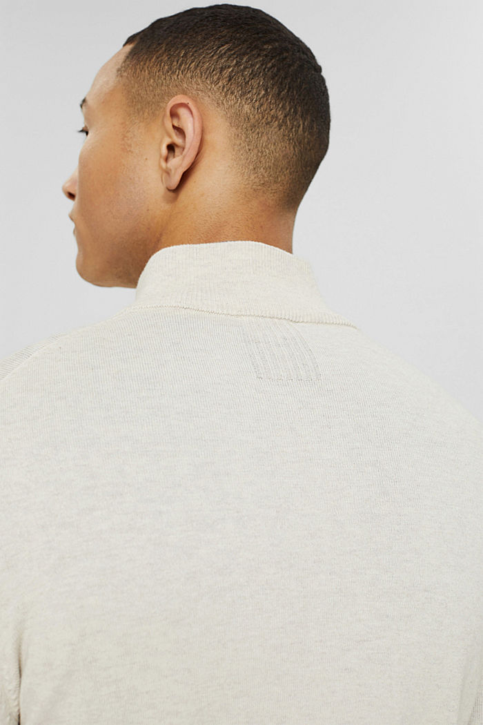 Reciclado: jersey con cremallera en el cuello y lana en su composición, OFF WHITE, detail image number 5