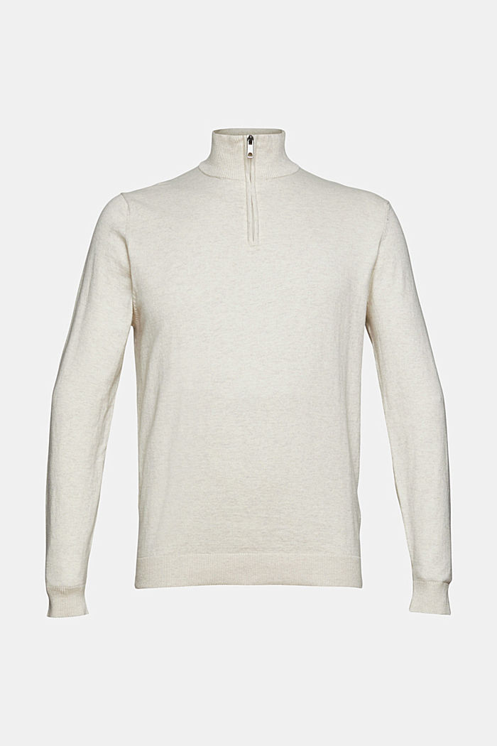 Reciclado: jersey con cremallera en el cuello y lana en su composición, OFF WHITE, detail image number 6