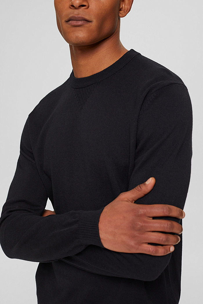 Z recyklingu: sweter z mieszanki wełnianej, BLACK, detail image number 2
