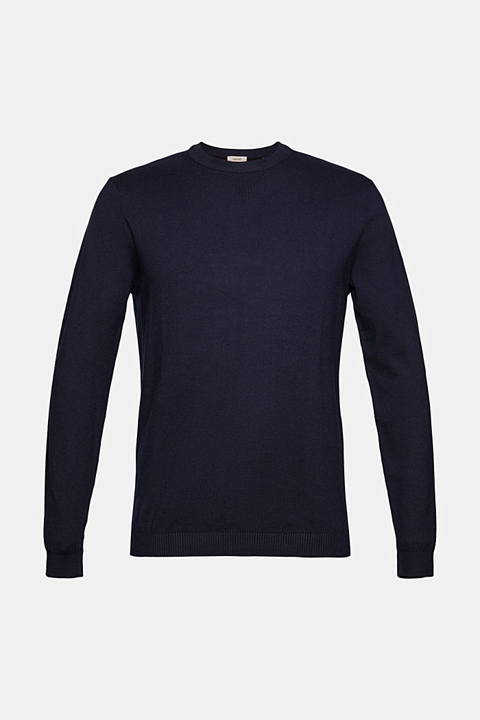 Recycelt: Woll-Mix-Pullover, NAVY, overview