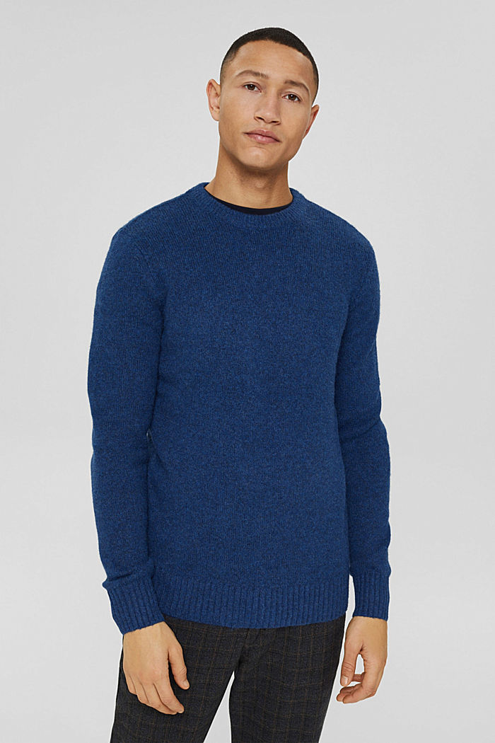 Z recyklingu: sweter z wełną, DARK BLUE, detail image number 0