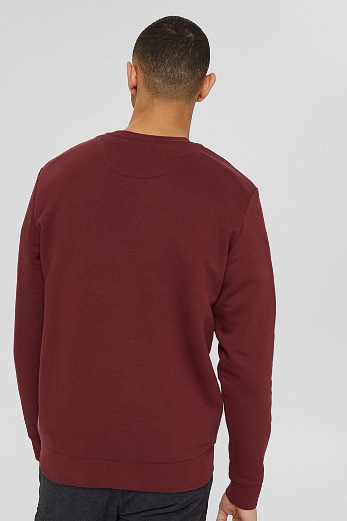 Sweat-shirt à imprimé, coton biologique mélangé, BORDEAUX RED, detail image number 3