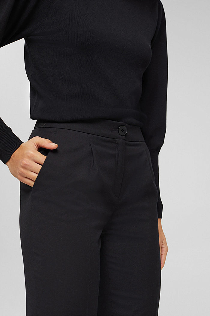 Z wełną: spodnie z zakładkami i elastycznym pasem, BLACK, detail image number 2