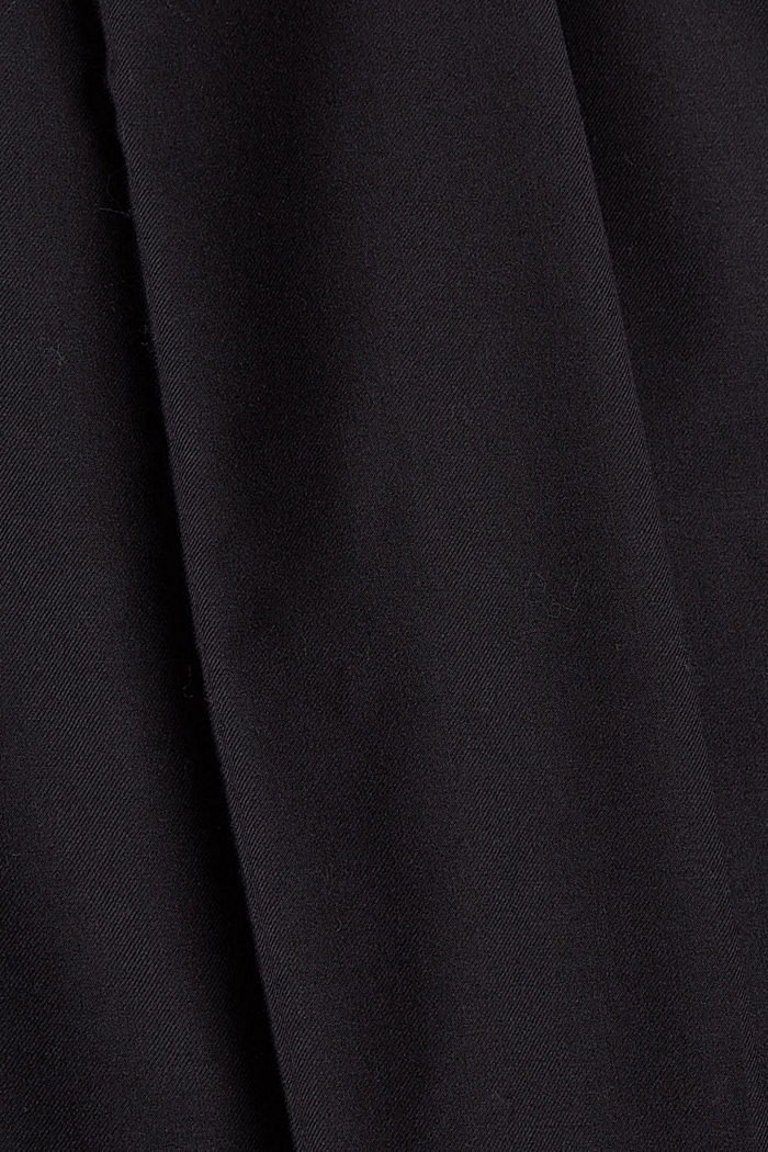 Z wełną: spodnie z zakładkami i elastycznym pasem, BLACK, detail image number 4