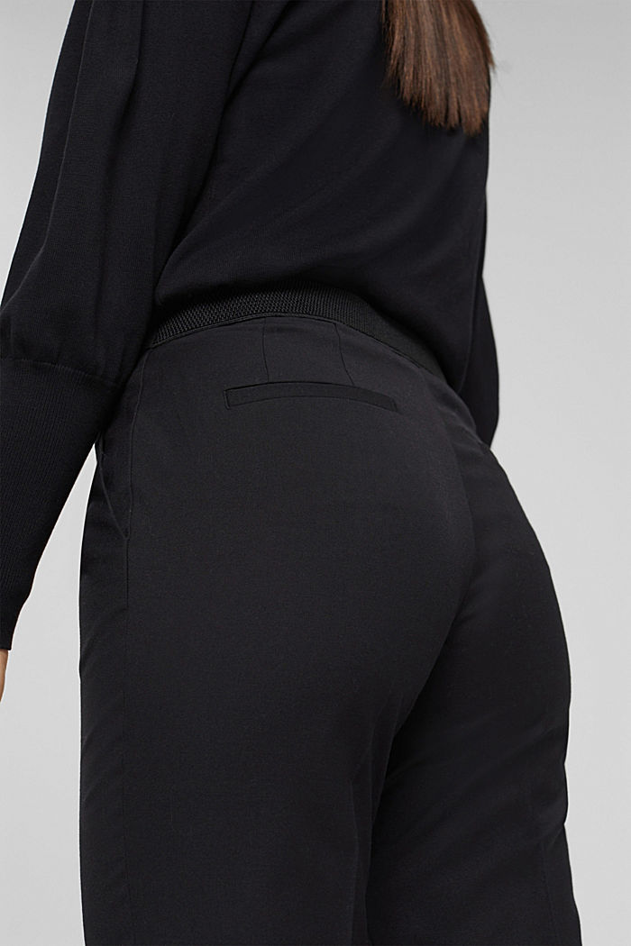 À teneur en laine : pantalon à pinces et ceinture élastique, BLACK, detail image number 5