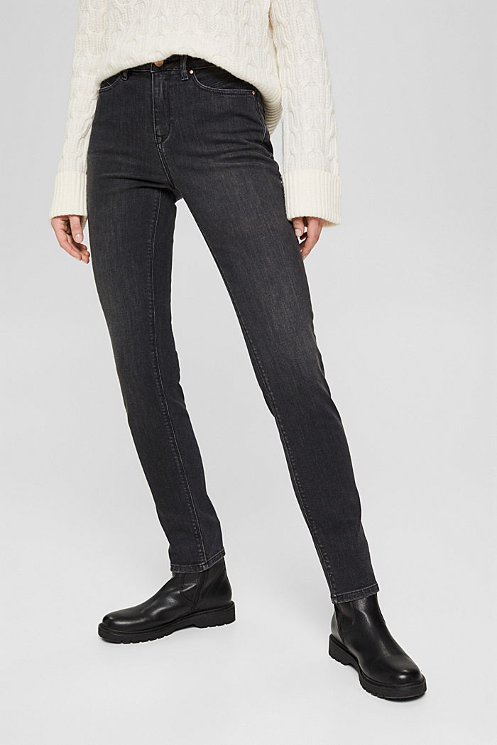 Shaping jeans met hoge taille, BLACK MEDIUM WASHED, detail image number 0